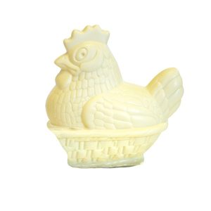 White Chocolate Hen in Basket 100g